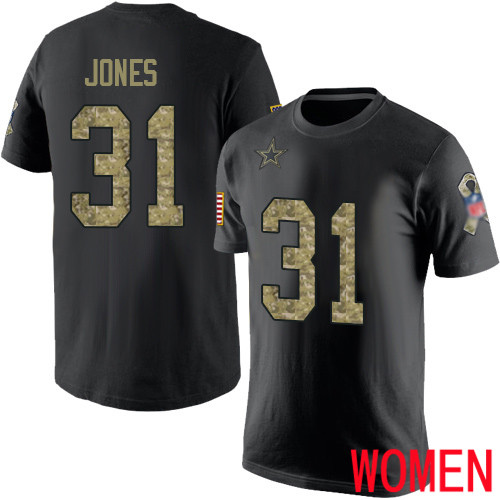 Women Dallas Cowboys Black Camo Byron Jones Salute to Service #31 Nike NFL T Shirt